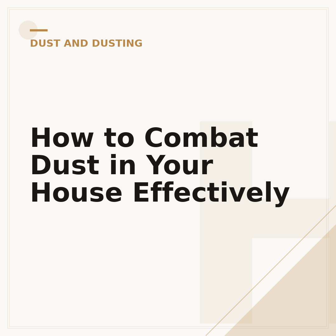 How to Combat Dust in Your House Effectively