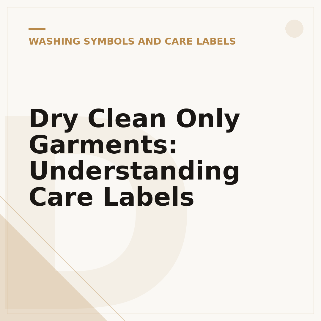 Dry Clean Only Garments: Understanding Care Labels