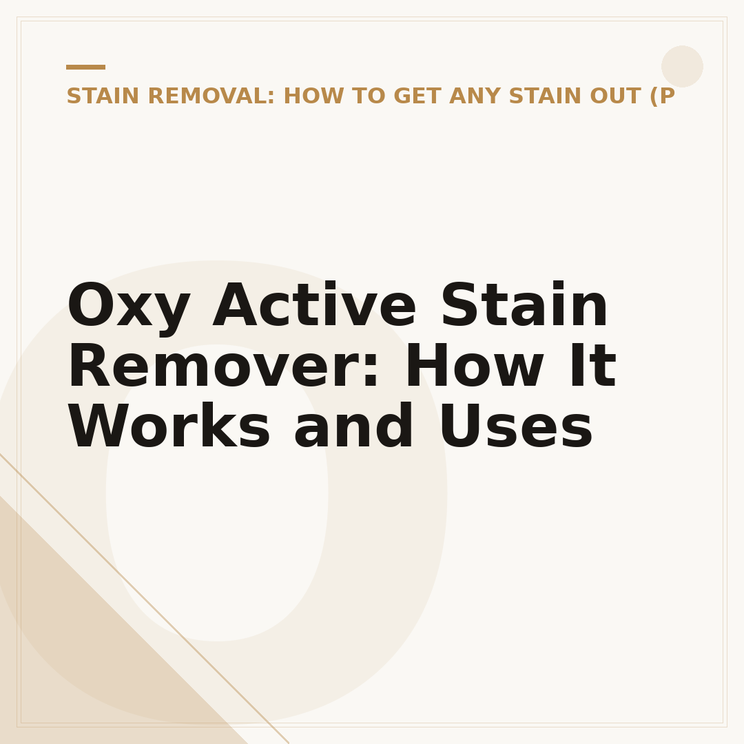 Oxy Active Stain Remover: How It Works and Uses