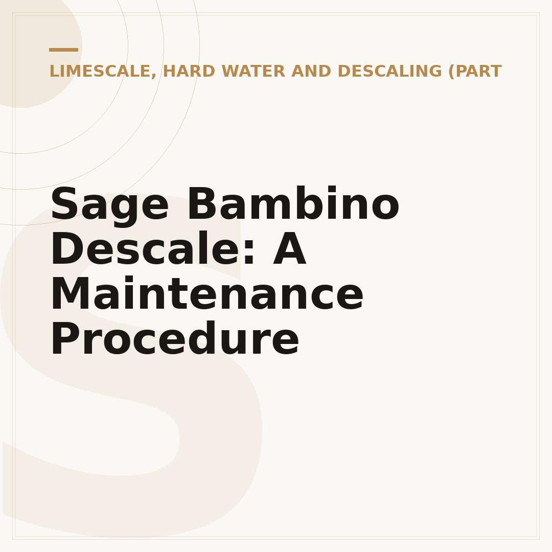Sage Bambino Descale: A Maintenance Procedure
