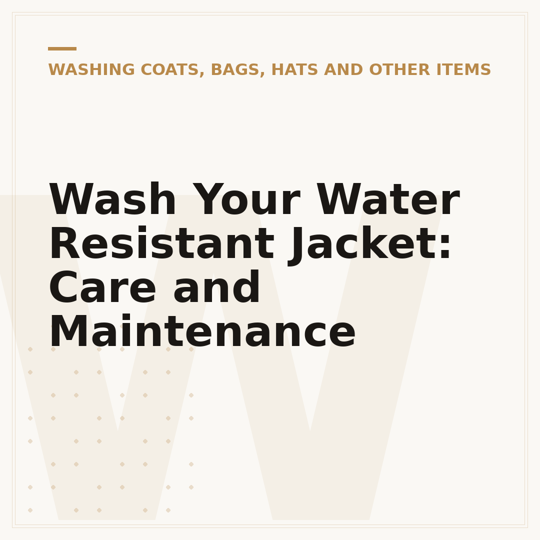 Wash Your Water Resistant Jacket: Care and Maintenance